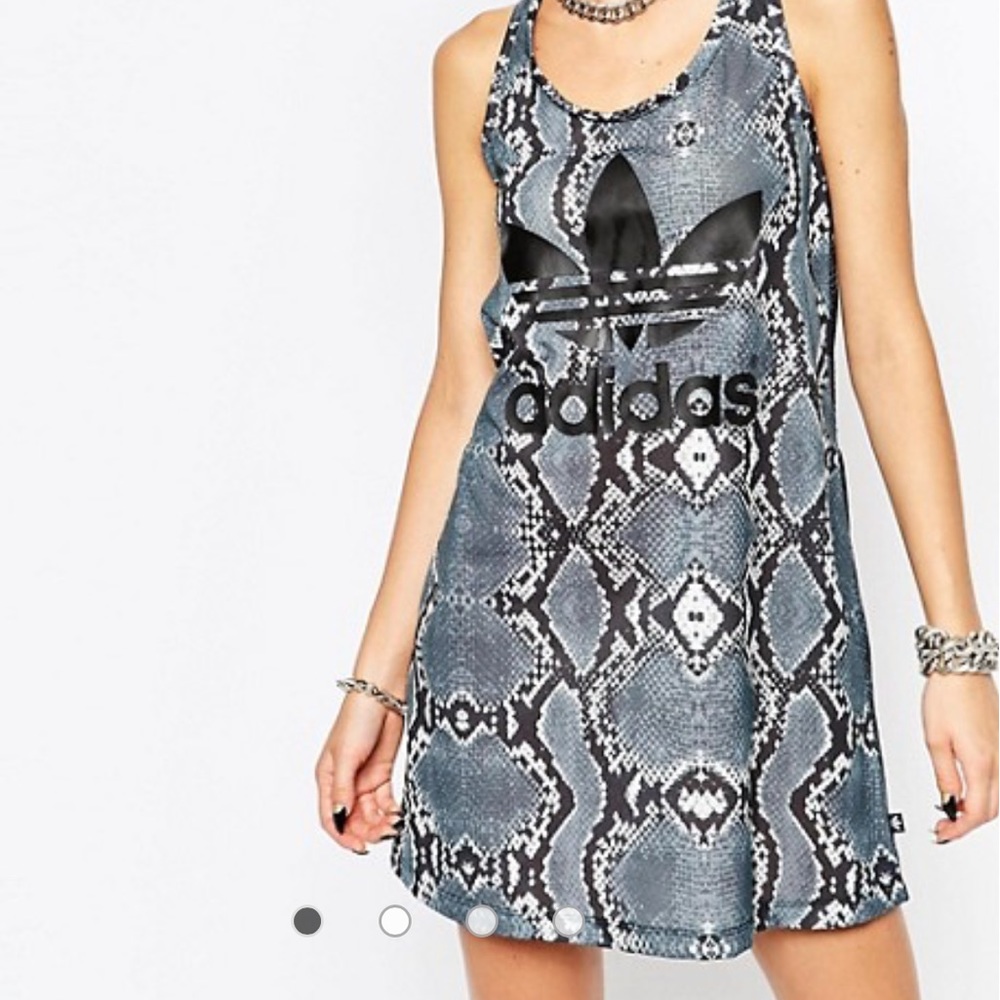 Adidas La Snake Print Trefoil Logo Tank Dress
